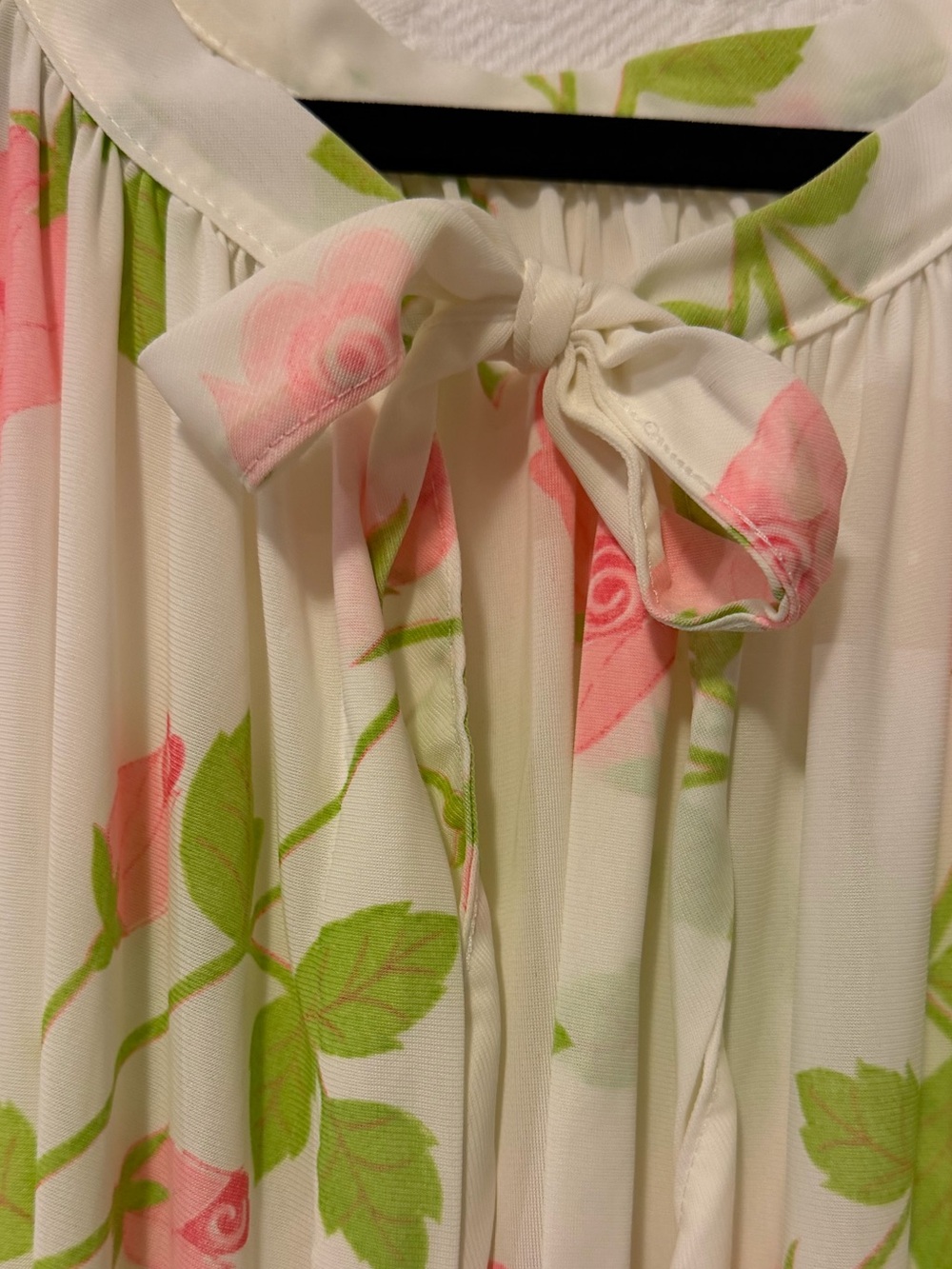 Vintage Floral Peignoir Robe Pink Rose Ivory Sheer Long Dressing Gown Cottagecor - Picture 2 of 14